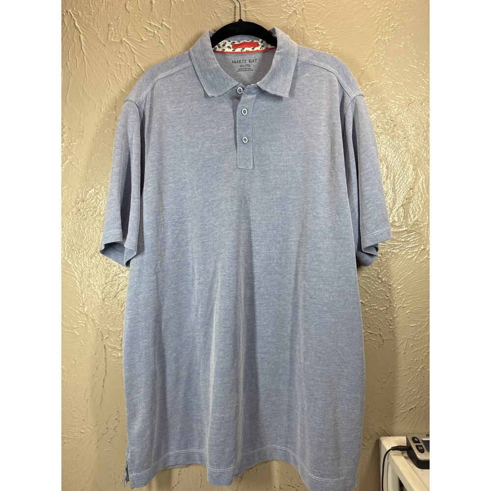 Marti‎ Kat Polo Shirt Mens Blue Short Sleeves Collared Athleisure Size XXL NWT